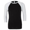 Unisex triblend ¾ sleeve baseball t-shirt Black/ White