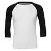 Unisex triblend ¾ sleeve baseball t-shirt White/ Black