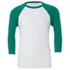 Unisex triblend ¾ sleeve baseball t-shirt White/Kelly Green