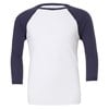 Unisex triblend ¾ sleeve baseball t-shirt White/ Navy