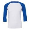 Unisex triblend ¾ sleeve baseball t-shirt White/ True Royal