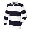 Sewn stripe long sleeve rugby shirt FR08MWHNY2XL White & Navy (White collar)