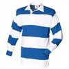 Sewn stripe long sleeve rugby shirt FR08MWHRB2XL White & Royal (White collar)