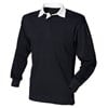 Long sleeve plain rugby shirt Black/ White*