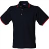 Double tipped collar and cuff polo shirt Navy/Red tipping