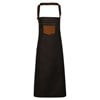 Division waxed-look denim bib apron with faux leather PR136BKTD Black/   Tan Denim