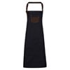 Division waxed-look denim bib apron with faux leather PR136INBD Indigo/   Brown Denim