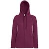 Lady-fit lightweight hooded sweatshirt jacket Burgundy