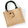 Jute mini gift bag Natural/ Forest Green