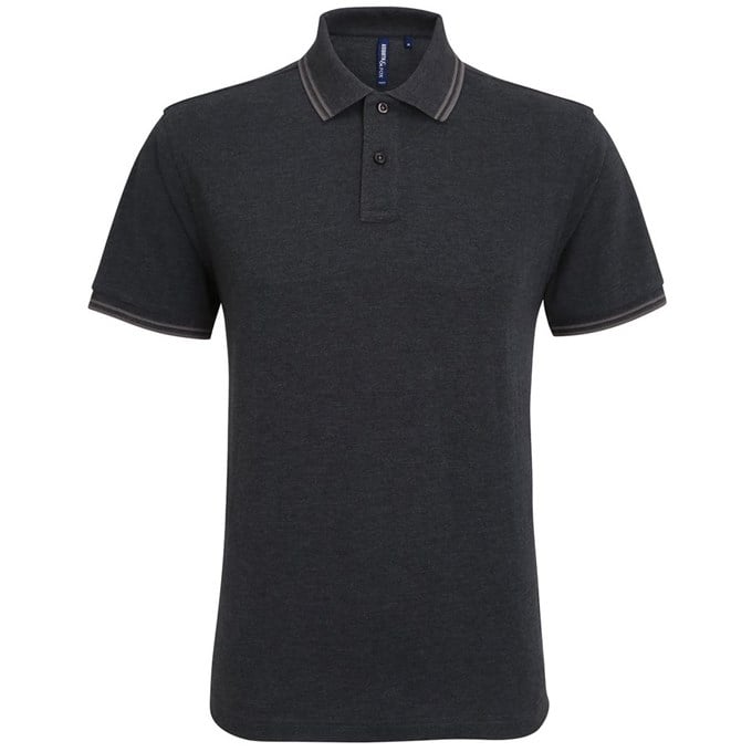 Men's classic fit tipped polo Black Heather/Charcoal