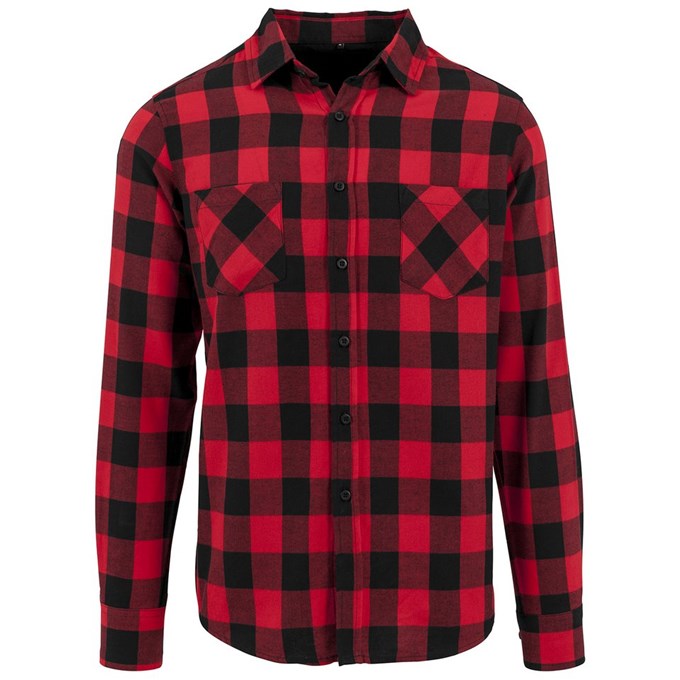 Checked flannel shirt BY031BKRD2XL Black /   Red