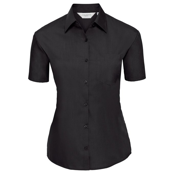 Women's short sleeve polycotton easycare poplin shirt Black