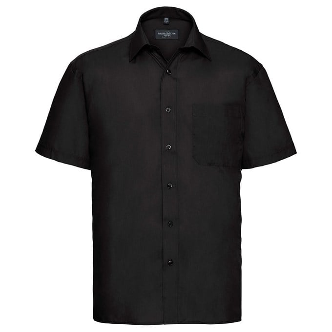 Short sleeve polycotton easycare poplin shirt Black