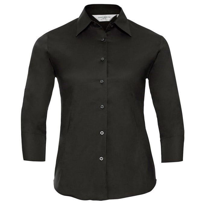 Women's ¾ sleeve easycare fitted shirt Black