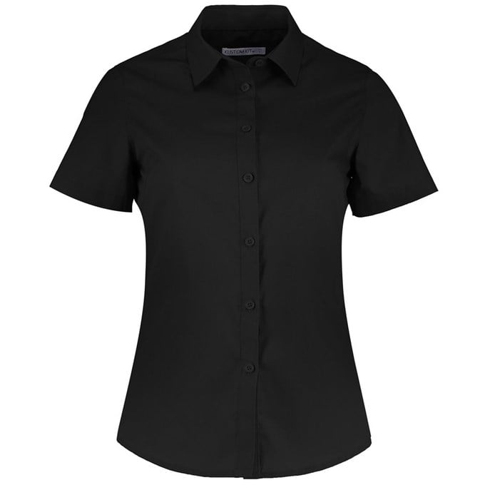 Women's poplin shirt short sleeve KK241 Black