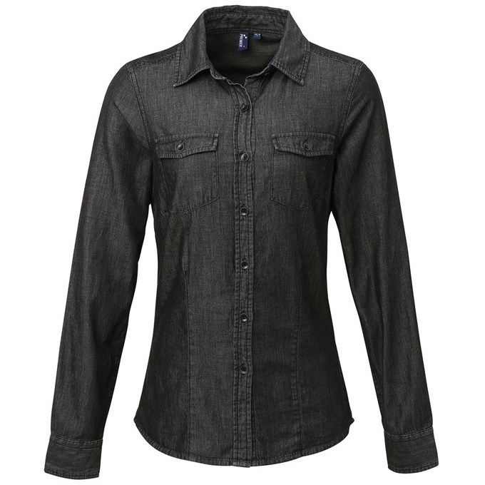 Women's jeans stitch denim shirt PR322BKDE2XL Black Denim