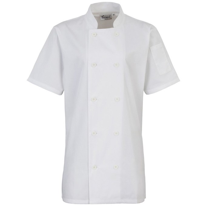 Women's short sleeve chef's jacket White