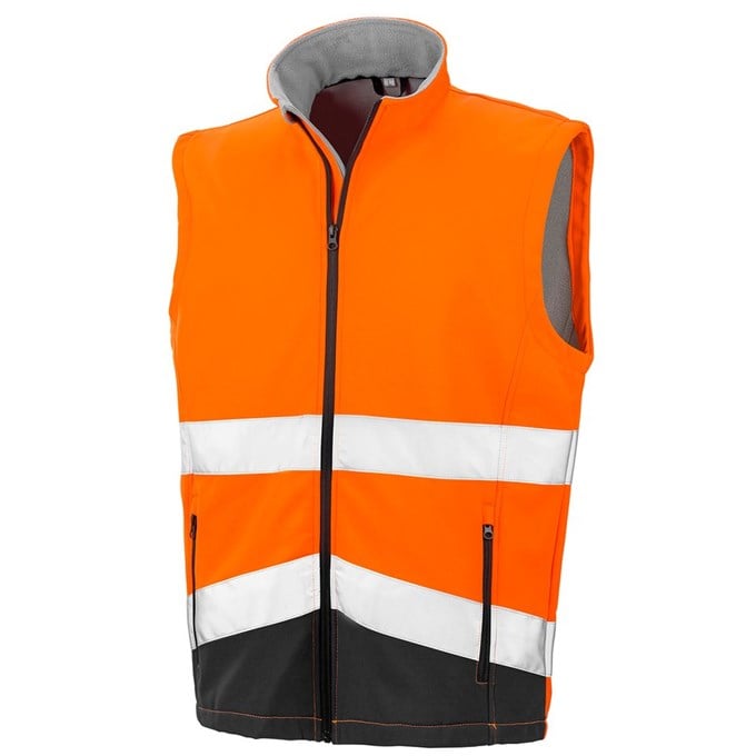 Printable safety softshell gilet R451XFOBK2XL Fluorescent Orange/  Black