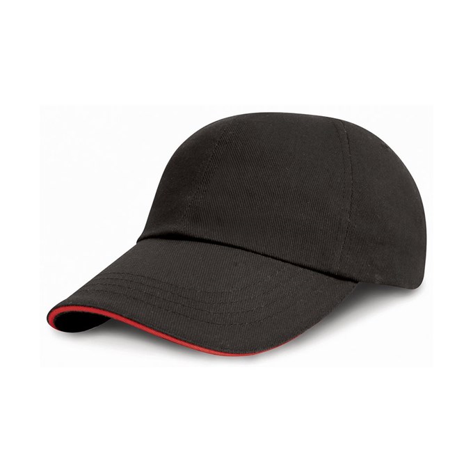 Low-profile heavy brushed cotton cap with sandwich peak Black / Red