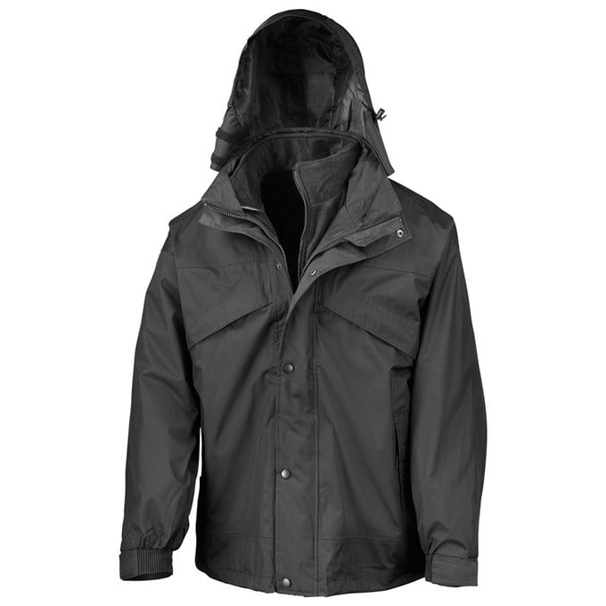 3-in-1 zip and clip jacket Black/ Black