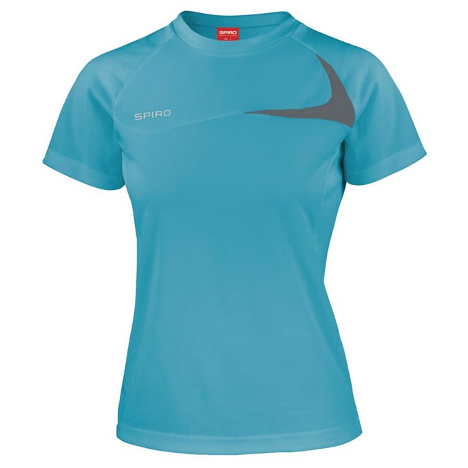 Women's Spiro dash training shirt Aqua/ Grey