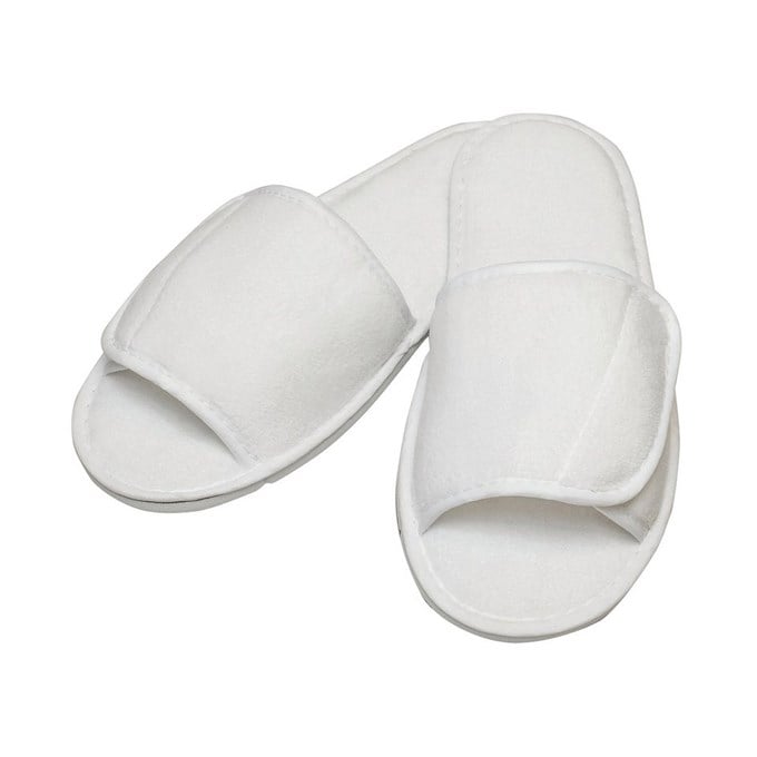 Open-toe slippers with hook and loop strap TC067WHIT47 White