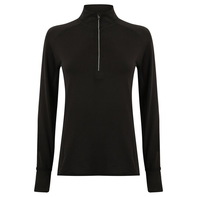 Women's long-sleeved ¼ zip top TL563BLAC2XL Black