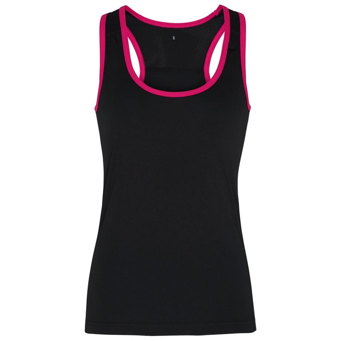 Women's TriDri® panelled fitness vest Black/ Hot Pink