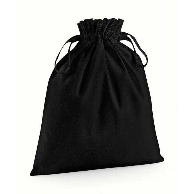 Organic cotton drawcord bag Black