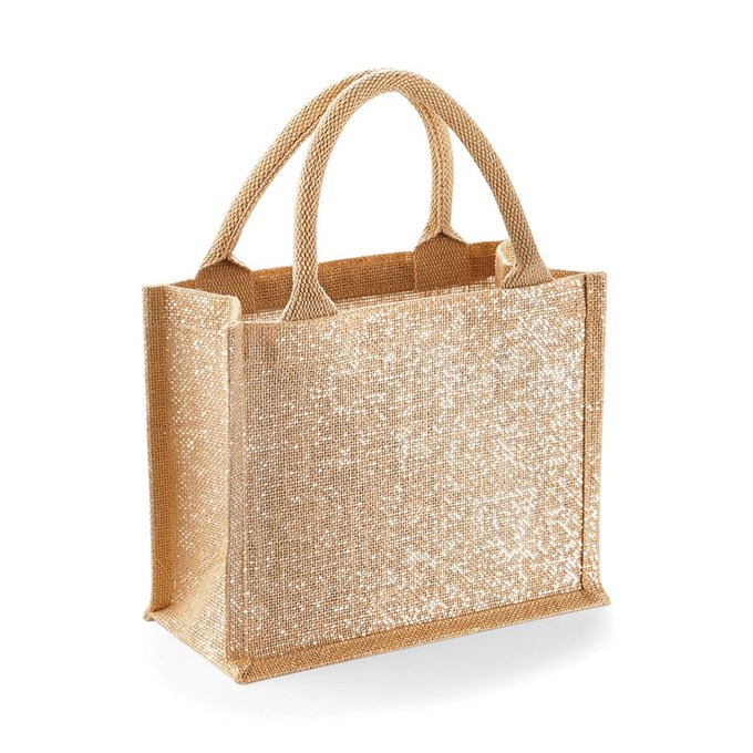 Shimmer jute mini gift bag Natural Gold