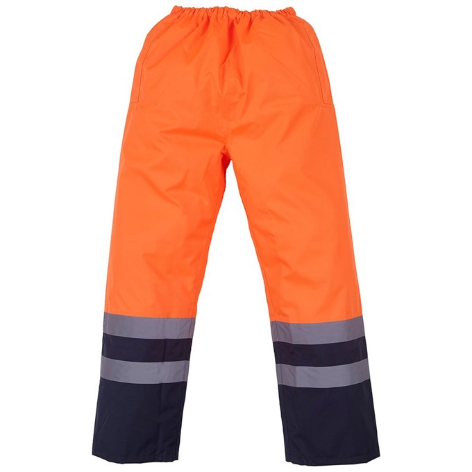 Hi-vis waterproof overtrousers (HVS463) Orange/ Navy