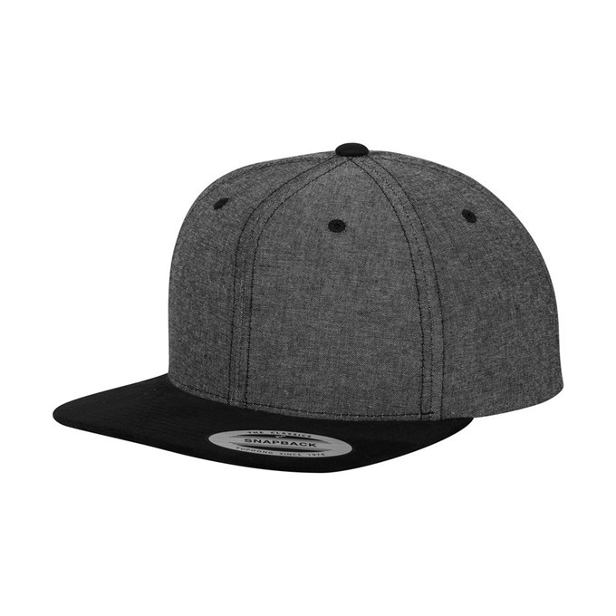 Chambray-suede snapback (6089CH) Black/ Black