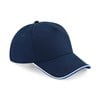 Authentic 5-panel cap - piped peak BC25CFBRW French Navy/ Bright Royal/ Whte