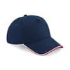 Authentic 5-panel cap - piped peak BC25CFNCW French Navy/ Classic Red/ White