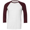 Unisex triblend ¾ sleeve baseball t-shirt BE100WHMA2XL White/   Maroon