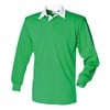 Long sleeve plain rugby shirt Bright Green/ White