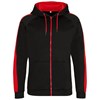 Sports polyester zoodie JH066JBFR2XL Jet Black/   Fire Red