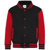 Kids varsity jacket Jet Black/ Fire Red