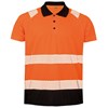 Recycled safety polo R501X Fluorescent Orange/ Black