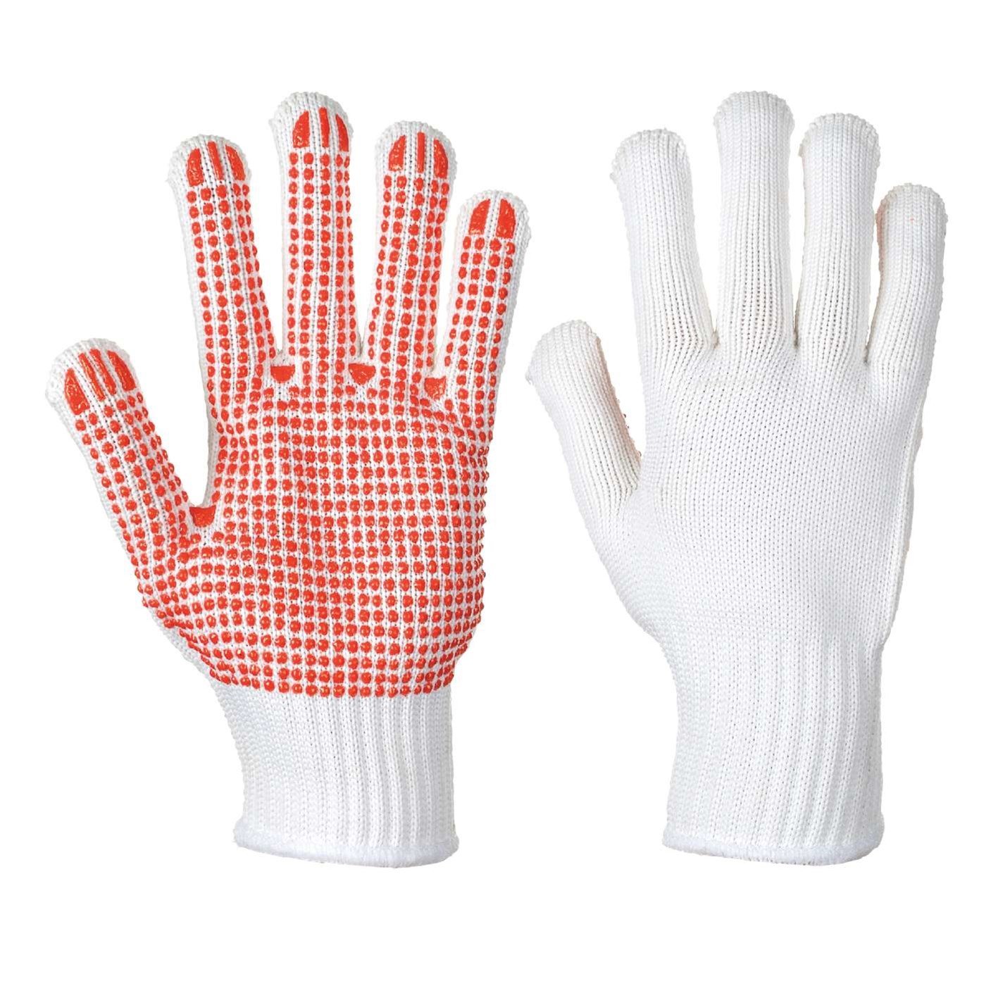 12 Pairs Portwest A112 Heavyweight Polka Dot Safety Glove PVC Red White
