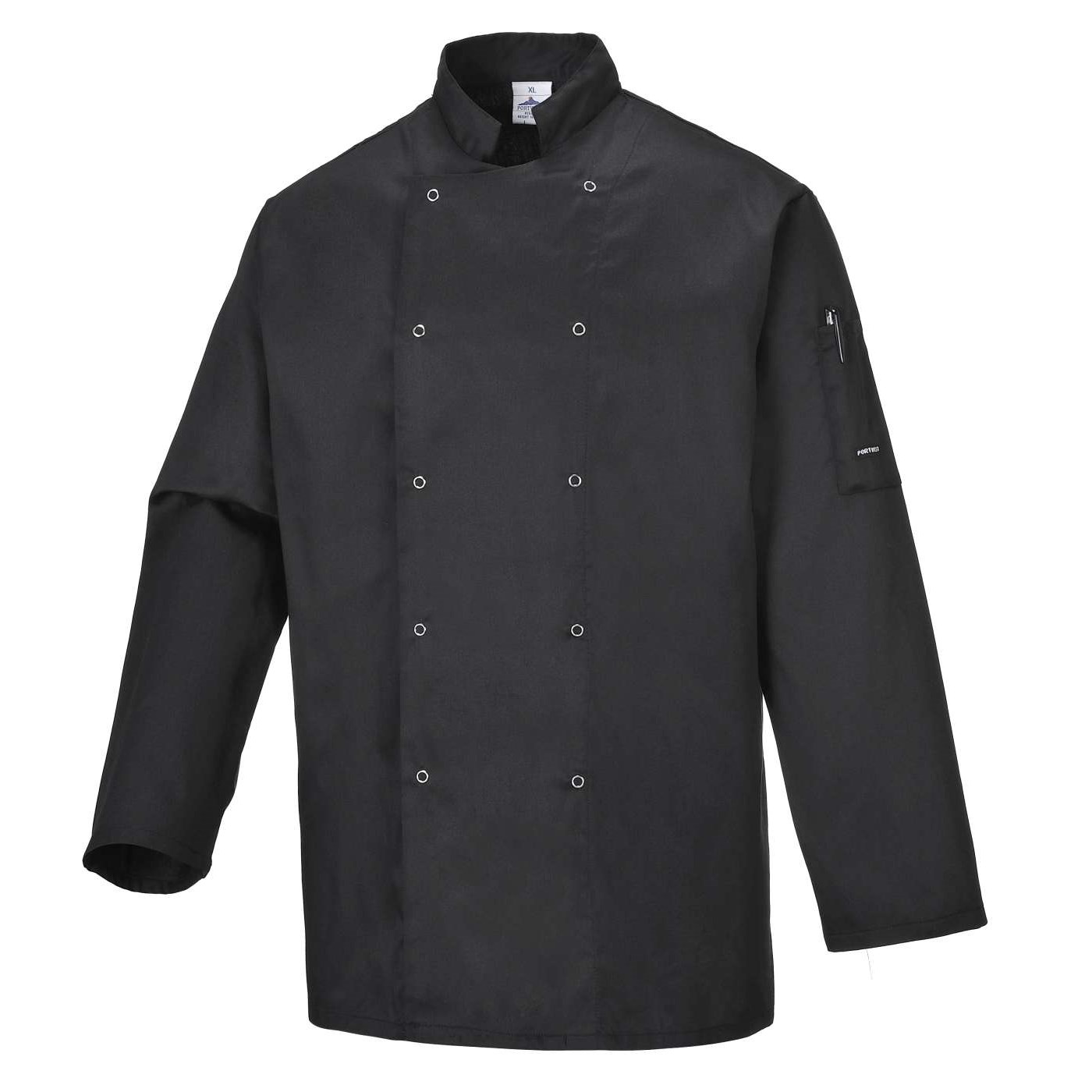 PORTWEST C833 Suffolk black or white unisex long sleeve chefs jacket size XS-3XL 