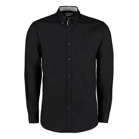 Kustom Kit Contrast premium Oxford shirt (button down collar) long sleeve