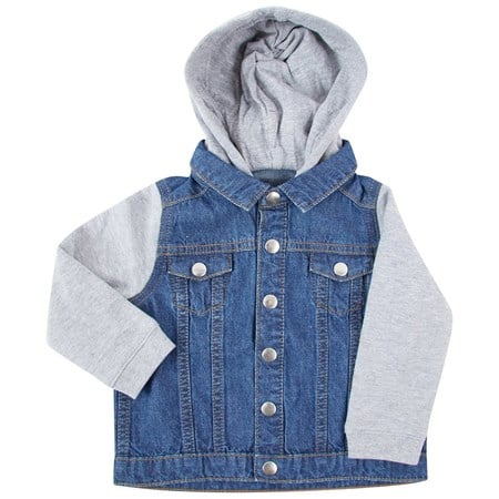 Larkwood Toddler Denim jacket with fleece hood and sleeves