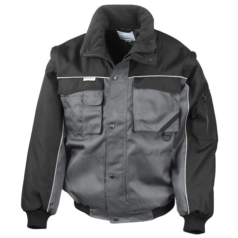 Work-Guard zip sleeve heavy-duty pilot jacket Grey/ Black