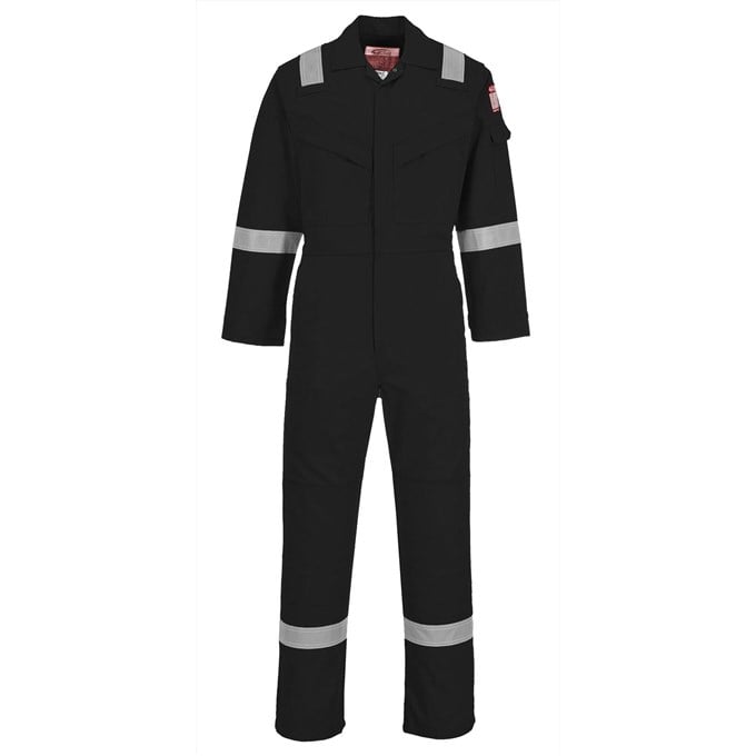 Portwest BizFlame Flame Resistant Anti-Static Lightweight Coverall -Black