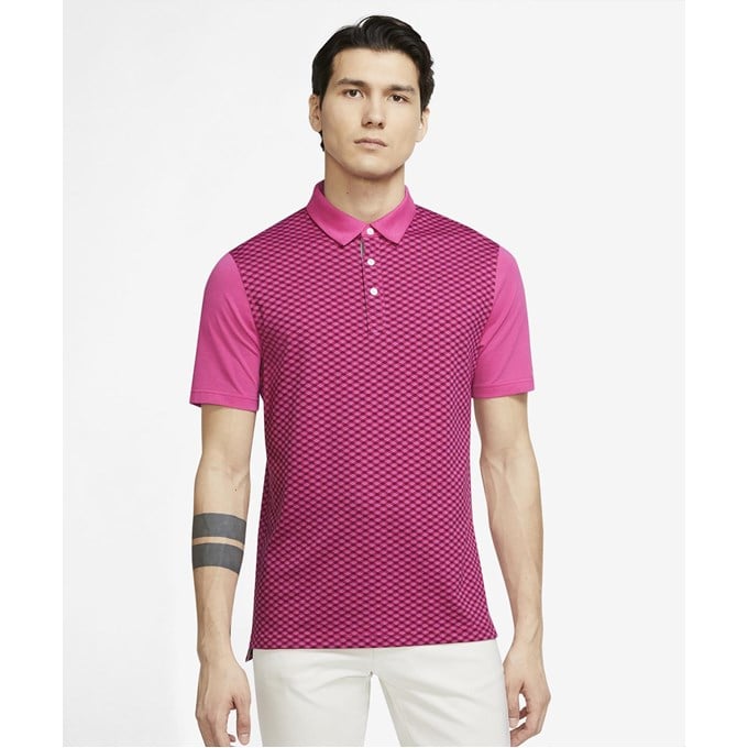 Nike Men's Player argyle print golf polo shirt -Active Pink/Brushed Silver