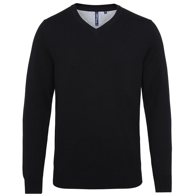 Men's cotton blend v-neck sweater Black