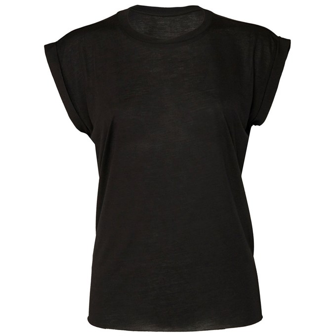 Women's flowy muscle tee with rolled cuff BE128BLACL Black