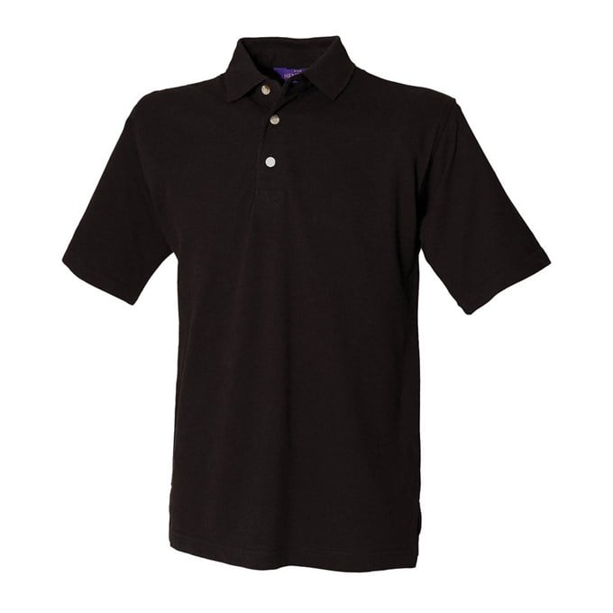Classic cotton piqué polo with stand-up collar Black*†