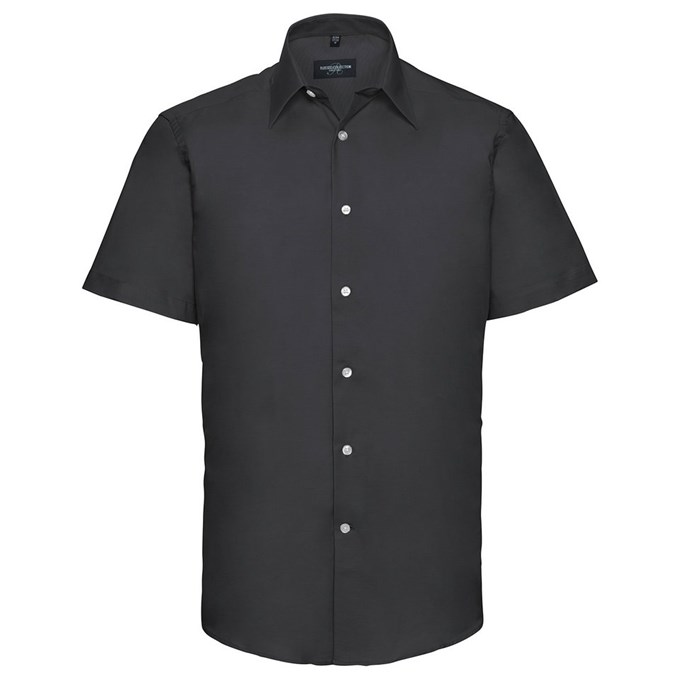 Short sleeved easycare tailored Oxford shirt Black